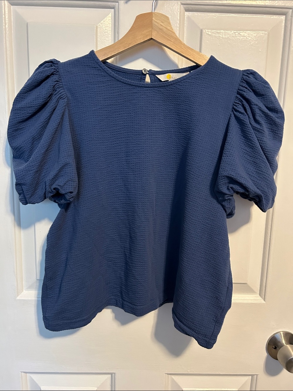 Boden Navy Blue Puff Sleeve Top size 14